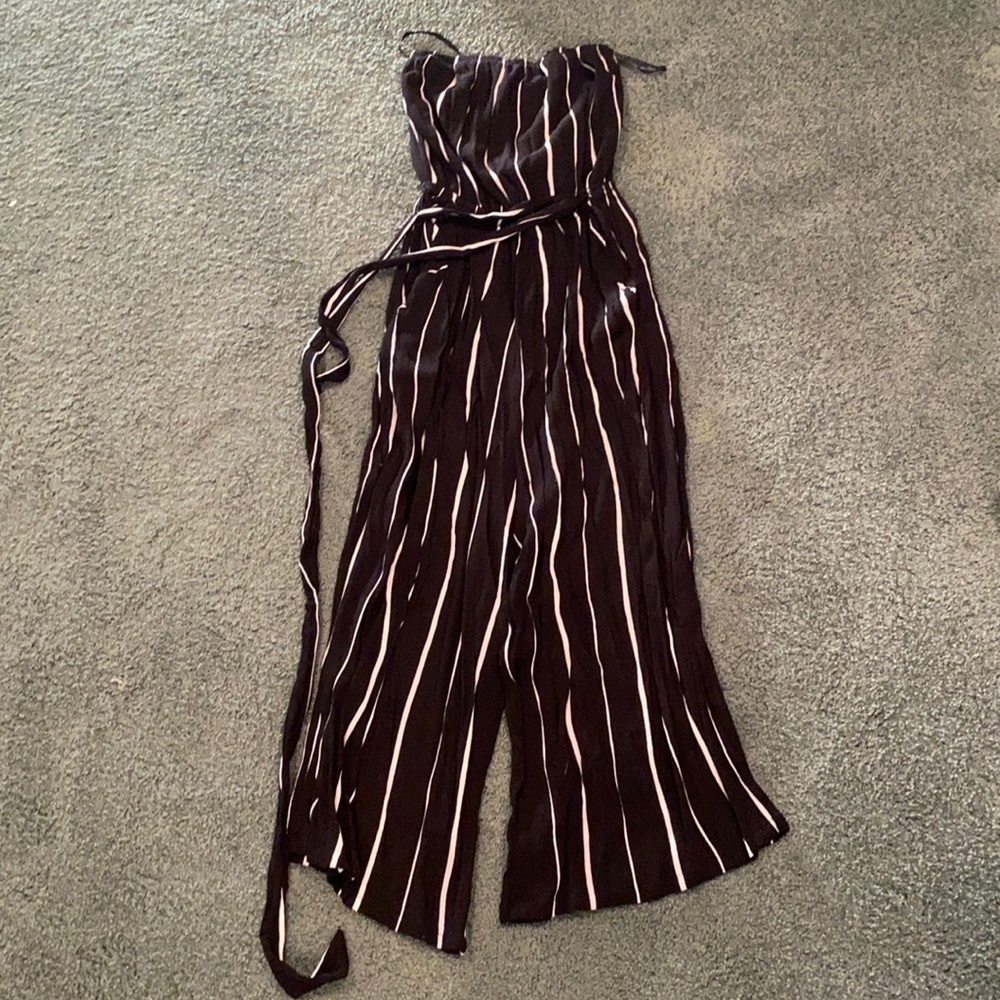 Strapless striped jumpsuit